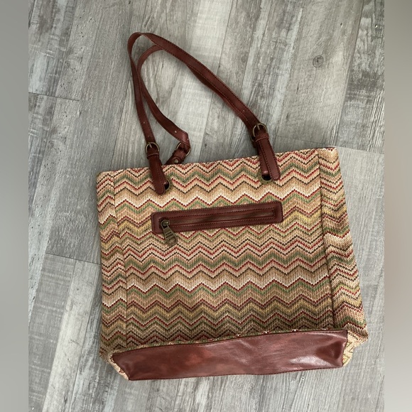 Steve Madden BMAYOR Raffia Tote Bag in Cognac Multi - Picture 1 of 11